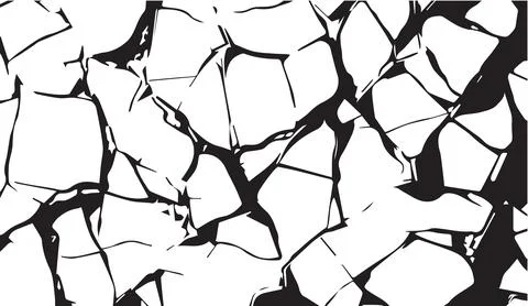 Black and white cracked texture with dynamic abstract shapes and distressed Stock Illustration