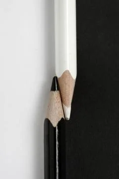 Black and white crayons Stock Photos