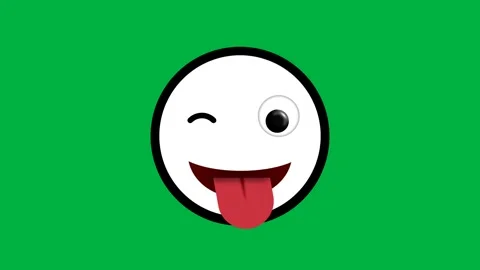 Black and white crazy expression emoji on green screen Stock Footage 280133157