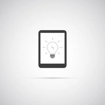 Black and White Creative Ideas Concept Design - Tablet PC and Lightbulb Stock Illustration