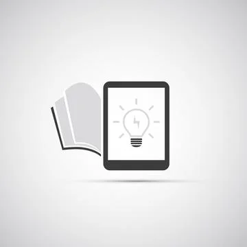 Black and White Creative Ideas Concept Design - Tablet PC, Open Book and Li.. Stock Illustration