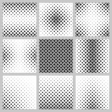 Black and white cross pattern set Illustrazione stock
