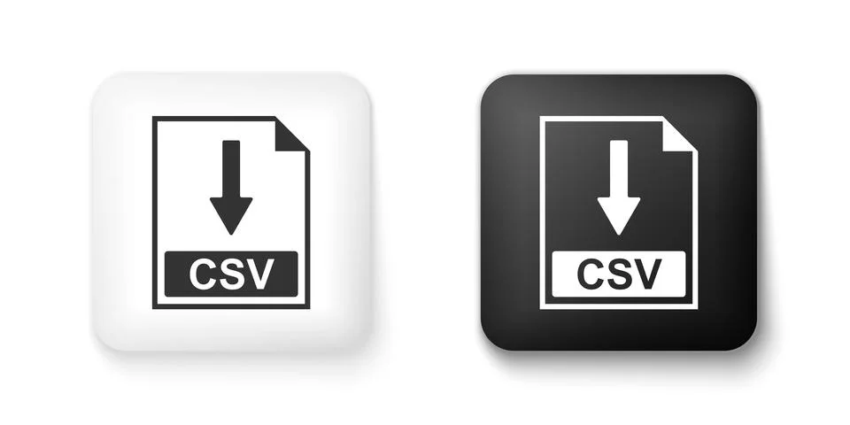 Black and white CSV file document icon. Download CSV button icon isolated on Stock Illustration