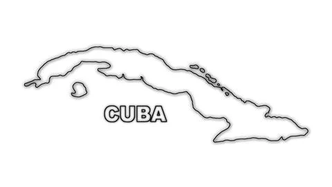 Black And White Cuba Map Outline Minimalist Monochrome Illustration Stock-Illustration