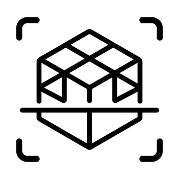 Black and white of a cube on a shelf geometric shape minimalist line simple Stock Illustration