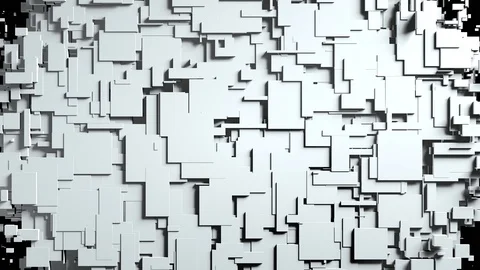 Black and white cubes screen wipe transition with alpha channel.3D animation Video stock 85575452