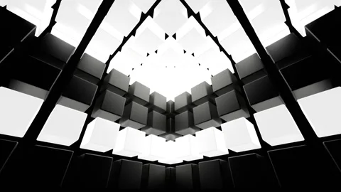 Black and White Cubic Zone Background VJ Loop in 4K Stock Footage 282091407