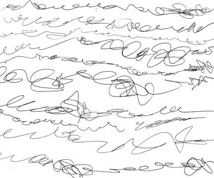 Black and White Cursive Handwriting Scribbles for Creative Design Projects Illustrazione stock