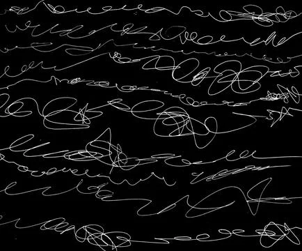 Black and White Cursive Handwriting Scribbles for Creative Design Projects Illustrazione stock