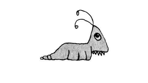 Black and white cute alien isolated illustration slitherin looped animated .. Stock Footage 338128982