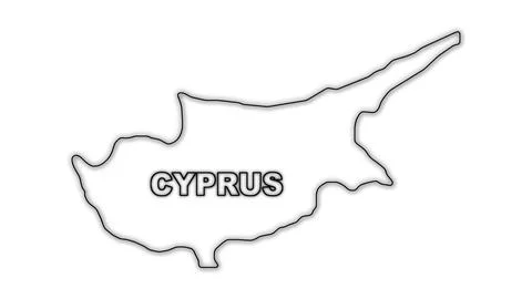 Black And White Cyprus Map Outline Minimalist Monochrome Illustration Stock Illustration