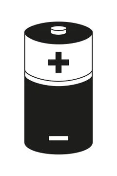 Black and white D type battery Illustrazione stock