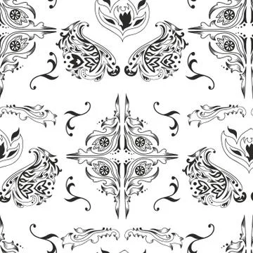 Black and white damask pattern Stock Illustration