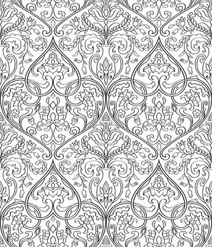 Black and white damask pattern. Stock Illustration