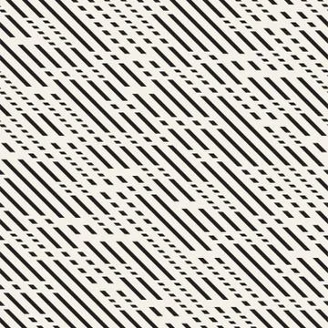 Black and White Dashed Lines Pattern. Modern Abstract Vector Seamless Background Illustrazione stock