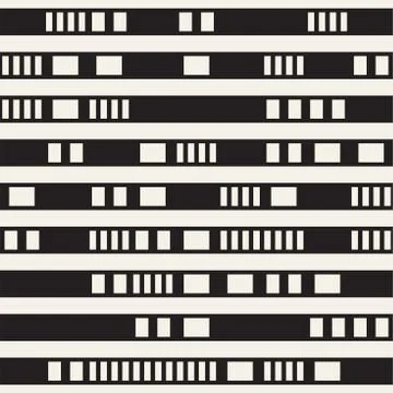 Black and White Dashed Lines Pattern. Modern Abstract Vector Seamless Background Illustrazione stock