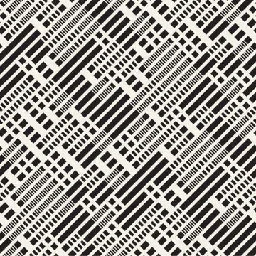 Black and White Dashed Lines Pattern. Modern Abstract Vector Seamless Background Stock Illustration