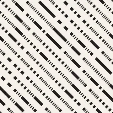 Black and White Dashed Lines Pattern. Modern Abstract Vector Seamless Background Illustrazione stock