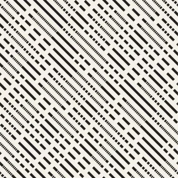 Black and White Dashed Lines Pattern. Modern Abstract Vector Seamless Background Illustrazione stock