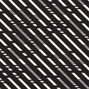 Black and White Dashed Lines Pattern. Modern Abstract Vector Seamless Background Stock Illustration