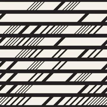Black and White Dashed Lines Pattern. Modern Abstract Vector Seamless Background Stock Illustration