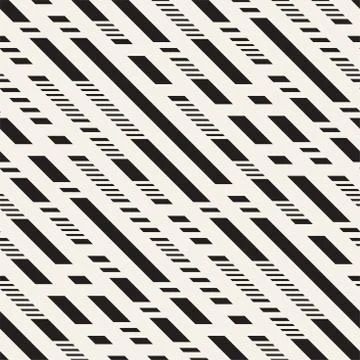 Black and White Dashed Lines Pattern. Modern Abstract Vector Seamless Background Stock Illustration