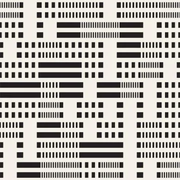 Black and White Dashed Lines Pattern. Modern Abstract Vector Seamless Background Illustrazione stock