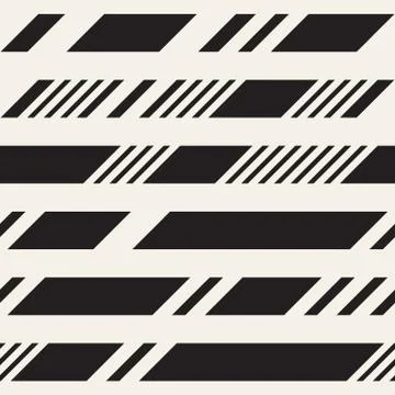 Black and White Dashed Lines Pattern. Modern Abstract Vector Seamless Background Stock Illustration
