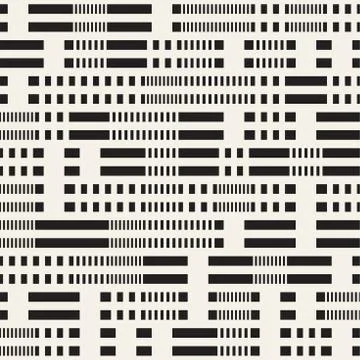 Black and White Dashed Lines Pattern. Modern Abstract Vector Seamless Background Illustrazione stock