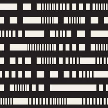Black and White Dashed Lines Pattern. Modern Abstract Vector Seamless Background 스톡 일러스트