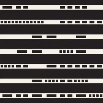 Black and White Dashed Lines Pattern. Modern Abstract Vector Seamless Backg.. イラスト素材