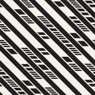 Black and White Dashed Lines Pattern. Modern Abstract Vector Seamless Background Illustrazione stock