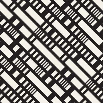 Black and White Dashed Lines Pattern. Modern Abstract Vector Seamless Background 스톡 일러스트