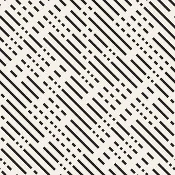 Black and White Dashed Lines Pattern. Modern Abstract Vector Seamless Background Stock Illustration