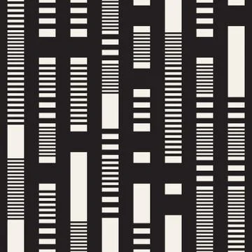 Black and White Dashed Lines Pattern. Modern Abstract Vector Seamless Backg.. イラスト素材