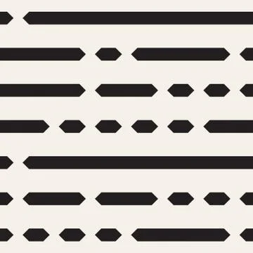 Black and White Dashed Lines Pattern. Modern Abstract Vector Seamless Backg.. Stock Illustration