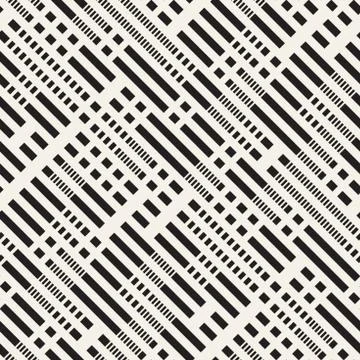Black and White Dashed Lines Pattern. Modern Abstract Vector Seamless Backg.. 스톡 일러스트