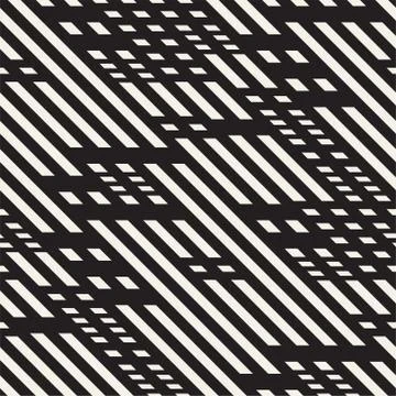 Black and White Dashed Lines Pattern. Modern Abstract Vector Seamless Backg.. Stock Illustration