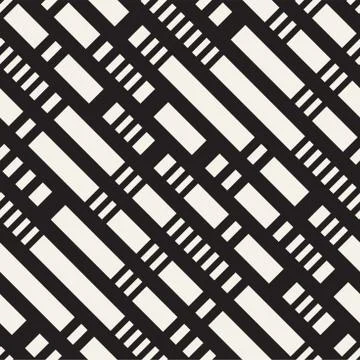 Black and White Dashed Lines Pattern. Modern Abstract Vector Seamless Backg.. 스톡 일러스트