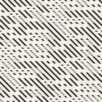 Black and White Dashed Lines Pattern. Modern Abstract Vector Seamless Backg.. イラスト素材