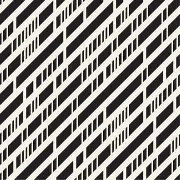Black and White Dashed Lines Pattern. Modern Abstract Vector Seamless Backg.. イラスト素材