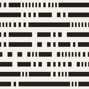 Black and White Dashed Lines Pattern. Modern Abstract Vector Seamless Backg.. Stock Illustration