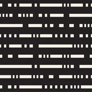 Black and White Dashed Lines Pattern. Modern Abstract Vector Seamless Backg.. イラスト素材