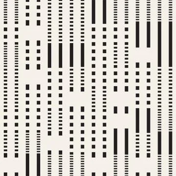 Black and White Dashed Lines Pattern. Modern Abstract Vector Seamless Backg.. 库存插图