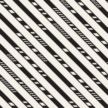 Black and White Dashed Lines Pattern. Modern Abstract Vector Seamless Backg.. Stock Illustration