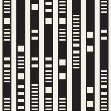 Black and White Dashed Lines Pattern. Modern Abstract Vector Seamless Backg.. イラスト素材