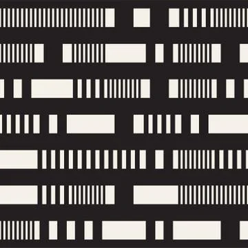 Black and White Dashed Lines Pattern. Modern Abstract Vector Seamless Backg.. 스톡 일러스트
