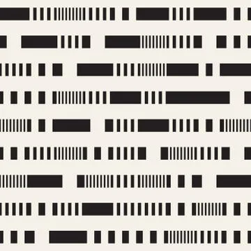 Black and White Dashed Lines Pattern. Modern Abstract Vector Seamless Backg.. Stock Illustration