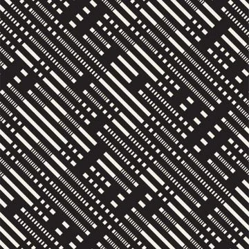 Black and White Dashed Lines Pattern. Modern Abstract Vector Seamless Backg.. 스톡 일러스트