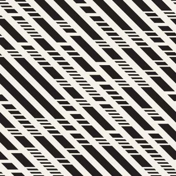 Black and White Dashed Lines Pattern. Modern Abstract Vector Seamless Backg.. 스톡 일러스트